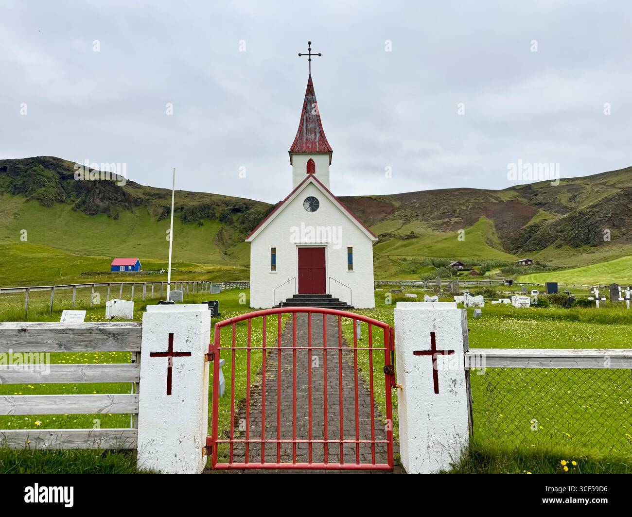 Reyniskirkja Church on the road to Reynisjfara beach in Vik. - Smartphone Captured Stock Image