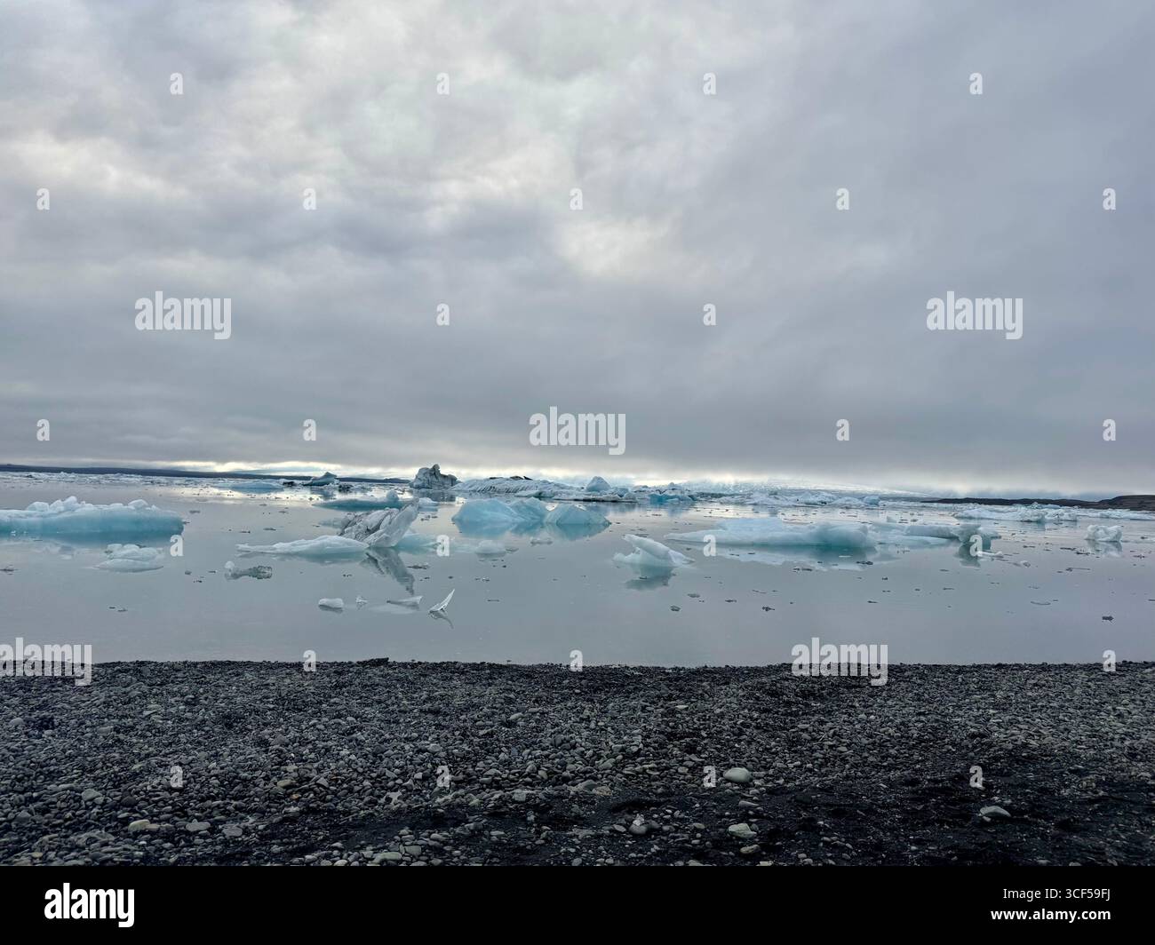 Shoreline scenery at Glacial Lagoon, - Smartphone Captured Stock Image