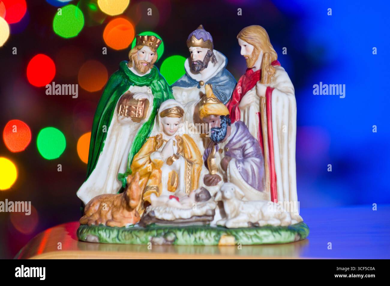 Figurine of the nativity depicting the birth of Jesus Christ with Mary ...