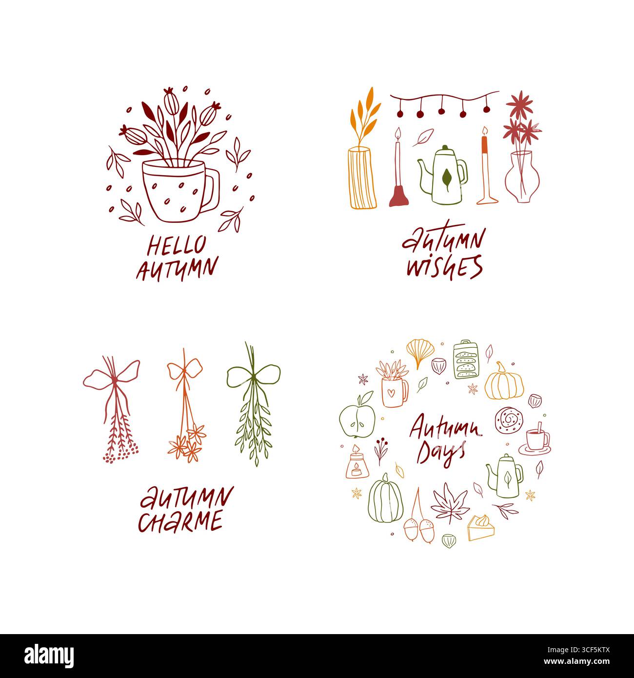 Hand drawn cozy autumn vector illustration Stock Vector Image & Art - Alamy
