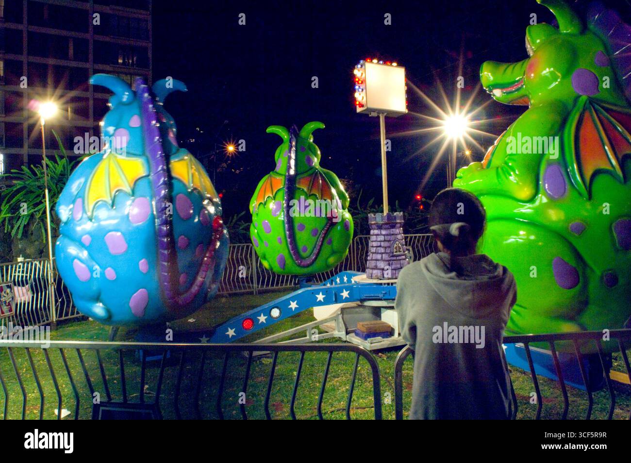 Amusement ride for younger children at the Punahou School Carnival, Honolulu, Oahu, Hawaii, USA. The 2006 Punahou Carnival is sponsored by the School' Stock Photo