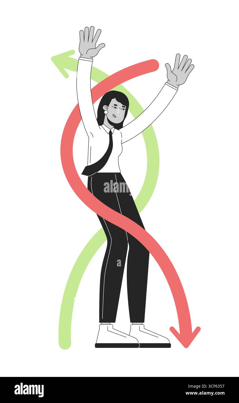 Flexibility soft skill in workplace line illustration concept Stock Vector