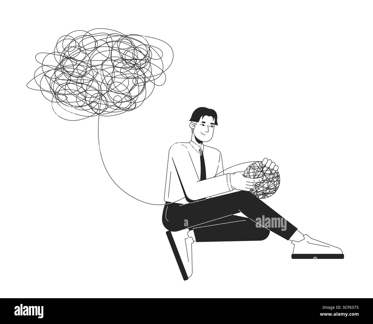 Problem solving soft skill in workplace line illustration concept Stock Vector
