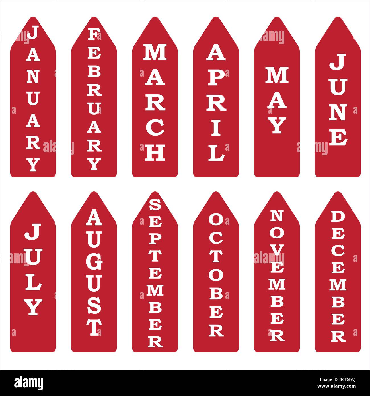 Set of colorful month names of the year with creative art backgrounds ...