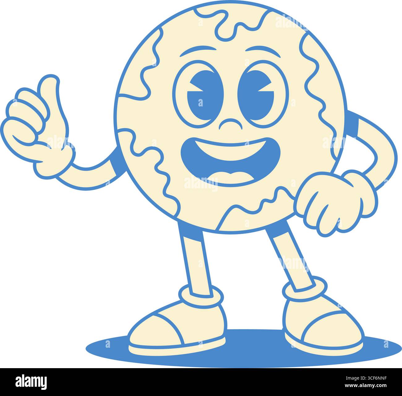 Comic globe Earth planet cartoon character thumb up contoured vector ...