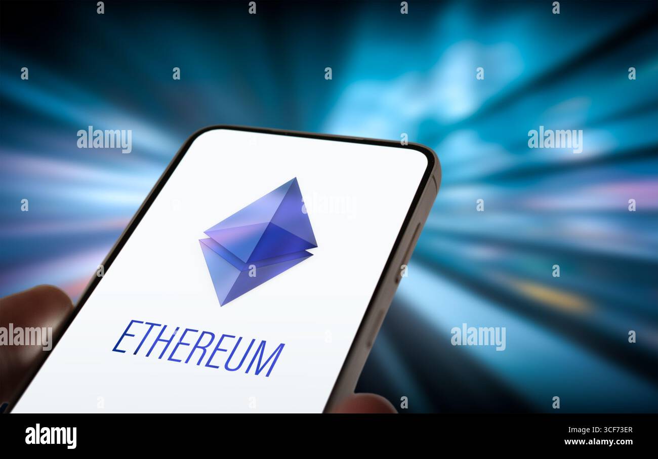 Ethereum Cryptocurrency - Smart Contract Technology Stock Photo