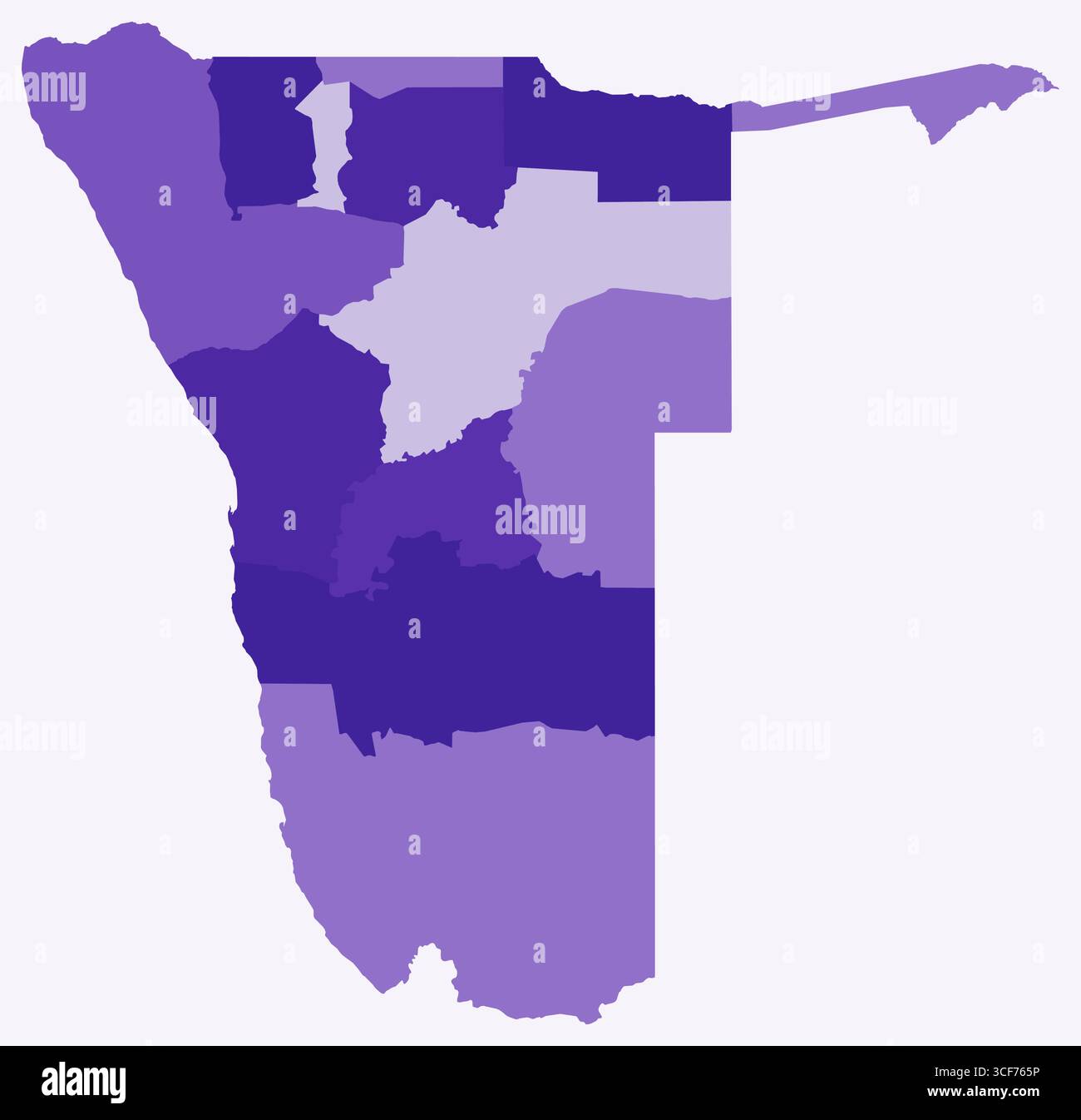 Map of Namibia with regions. Just a simple country border map with ...
