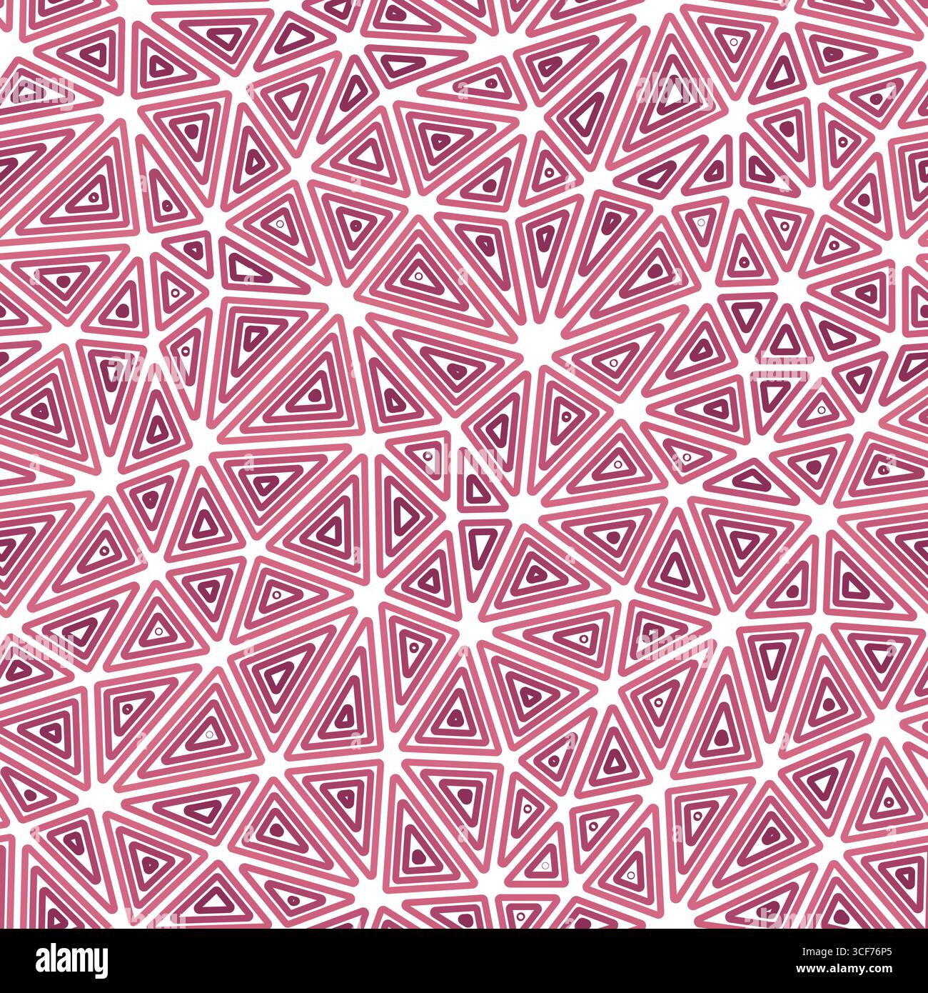 Abstract pattern of triangles. Multiple repeated inner triangles. Medium shape size. Single color tone style. Seamless pattern. Amazing vector tiles. Stock Vector