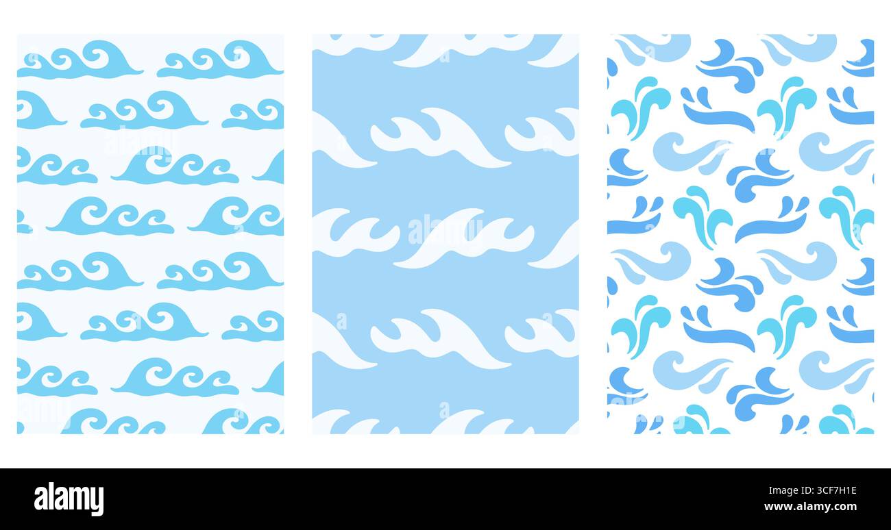 Abstract blue ocean waves cover backgrounds set Stock Vector Image ...