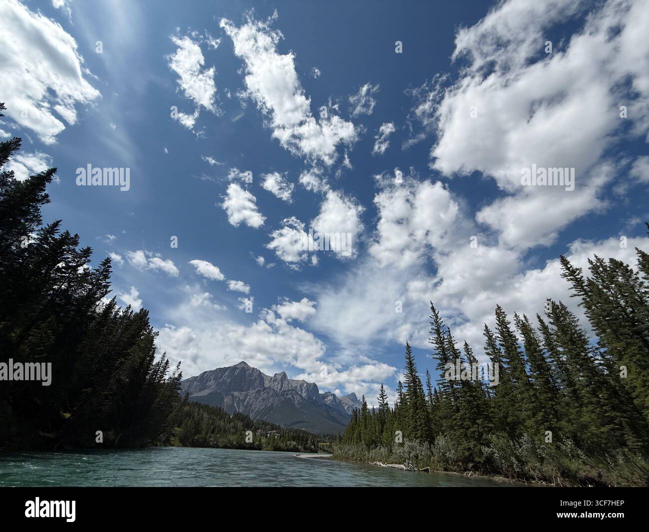 ‎⁨Bow River⁩, ⁨Canmore⁩, ⁨Alberta⁩, ⁨Canada⁩ - Smartphone Captured Stock Image