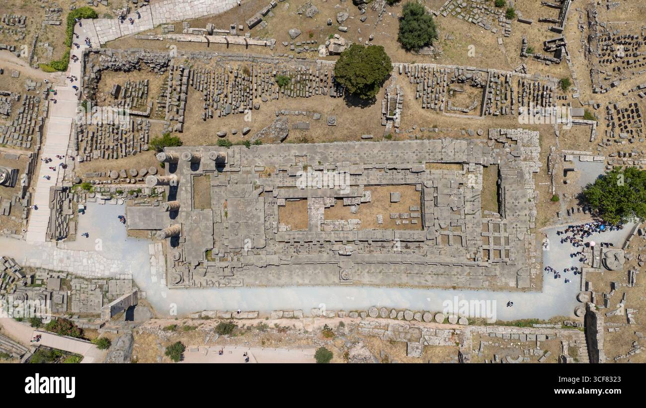 Aerial bird's eye view photo taken by drone of archaeological site of ...
