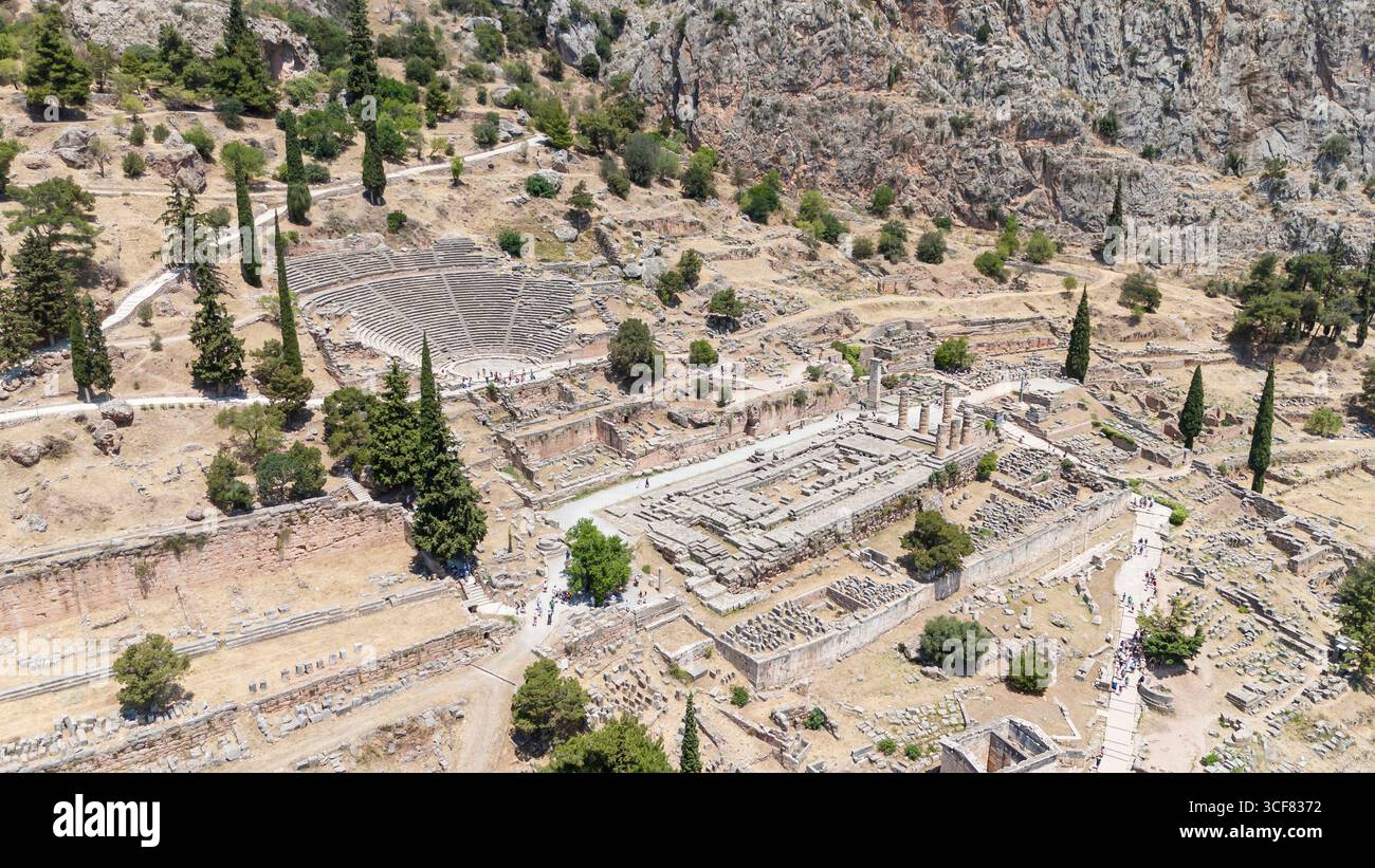 Aerial bird's eye view photo taken by drone of archaeological site of ...
