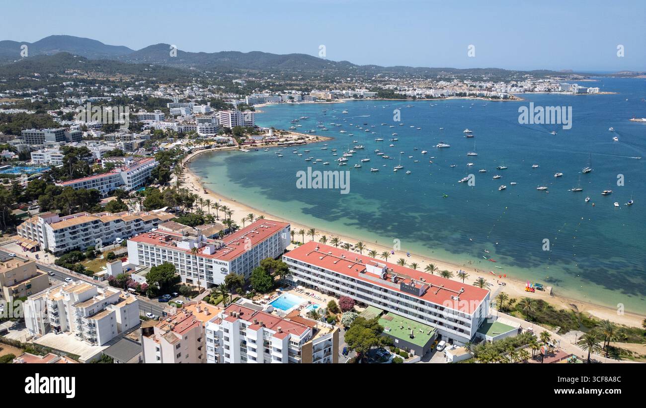 Aerial Picture shows the town of San Antonio in Ibiza. Stock Photo