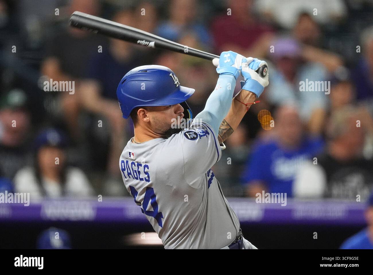 Los Angeles Dodgers center fielder Andy Pages (44) in the ninth inning ...