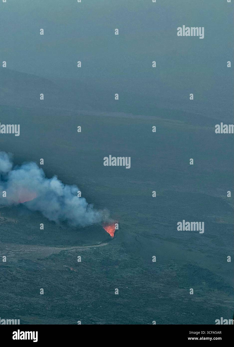 Sundhnukur Volcano eruption on the Reykjanes Peninsular in southwest Iceland in July 2025. - Smartphone Captured Stock Image