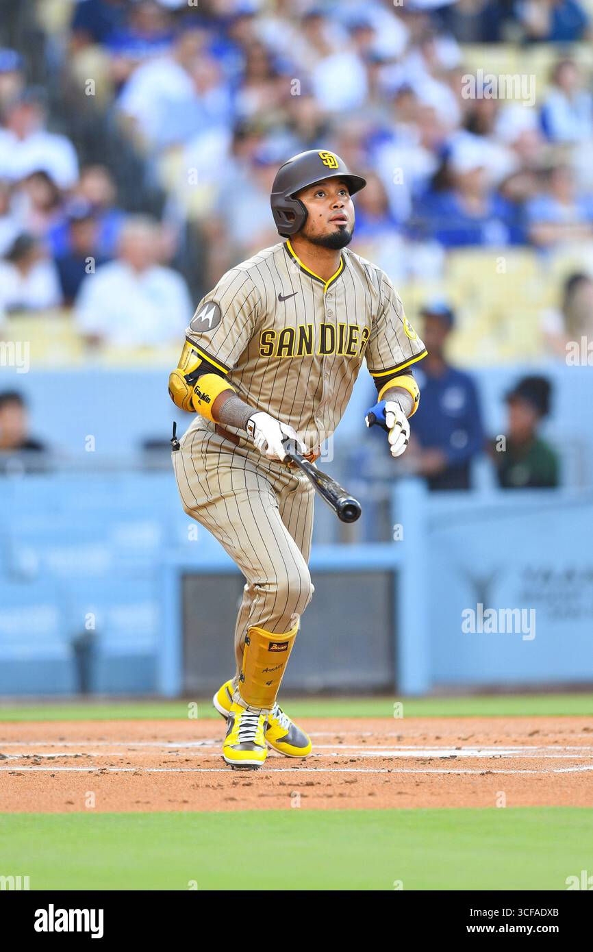 LOS ANGELES, CA - AUGUST 15: San Diego Padres first baseman Luis Arraez ...
