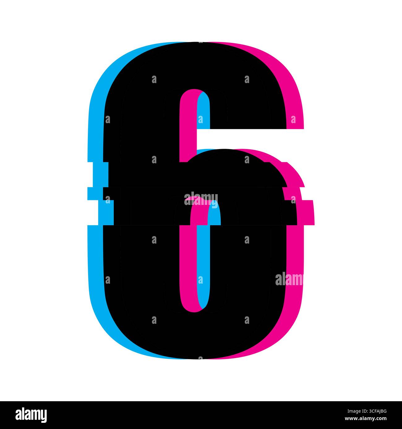 Distored Number Abstract Retro glitch number six. TV screen effect. Distorted numeral ...
