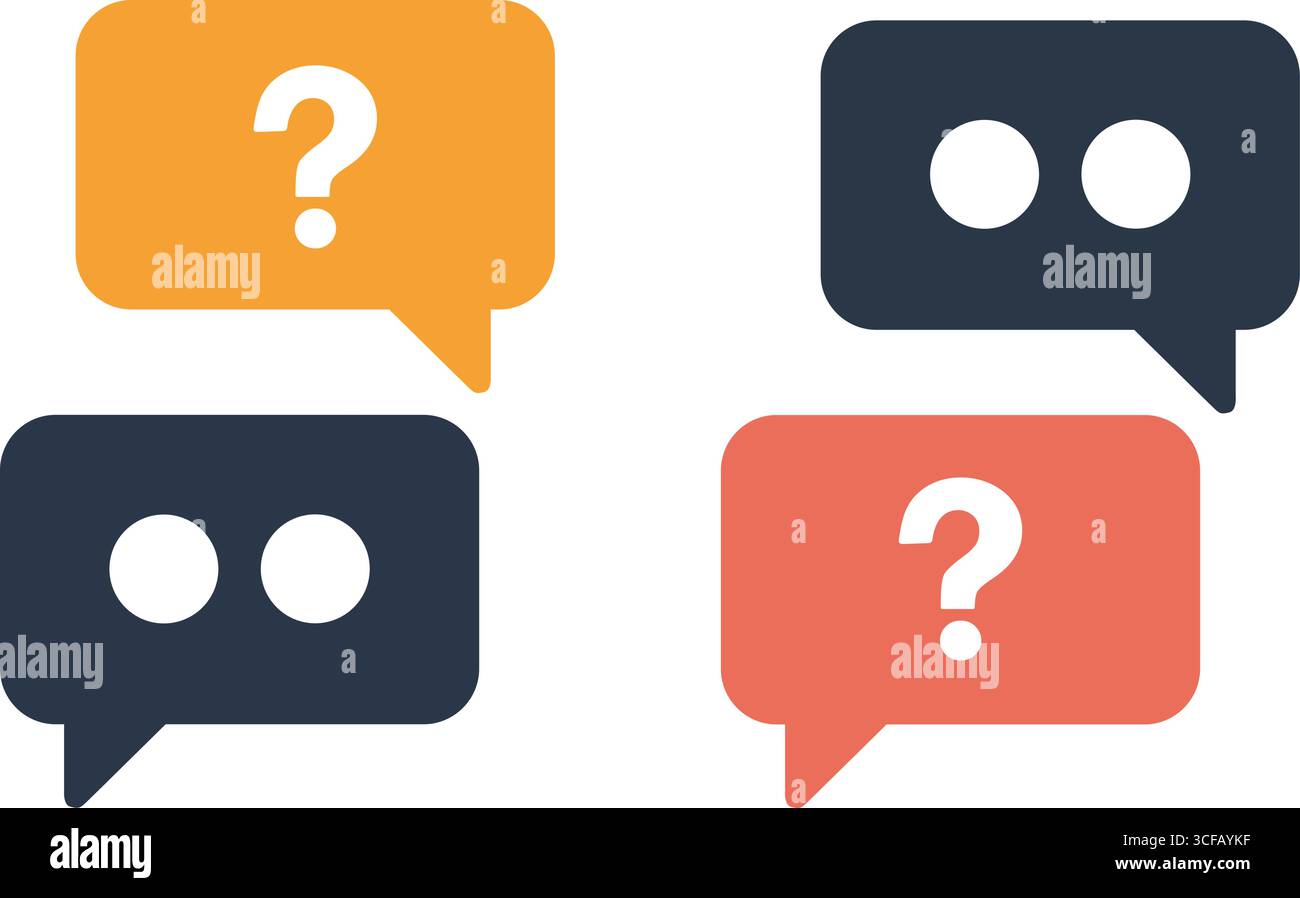 Chat Bubble Question Mark and Message Icon Vector for Communication and Support Stock Vector