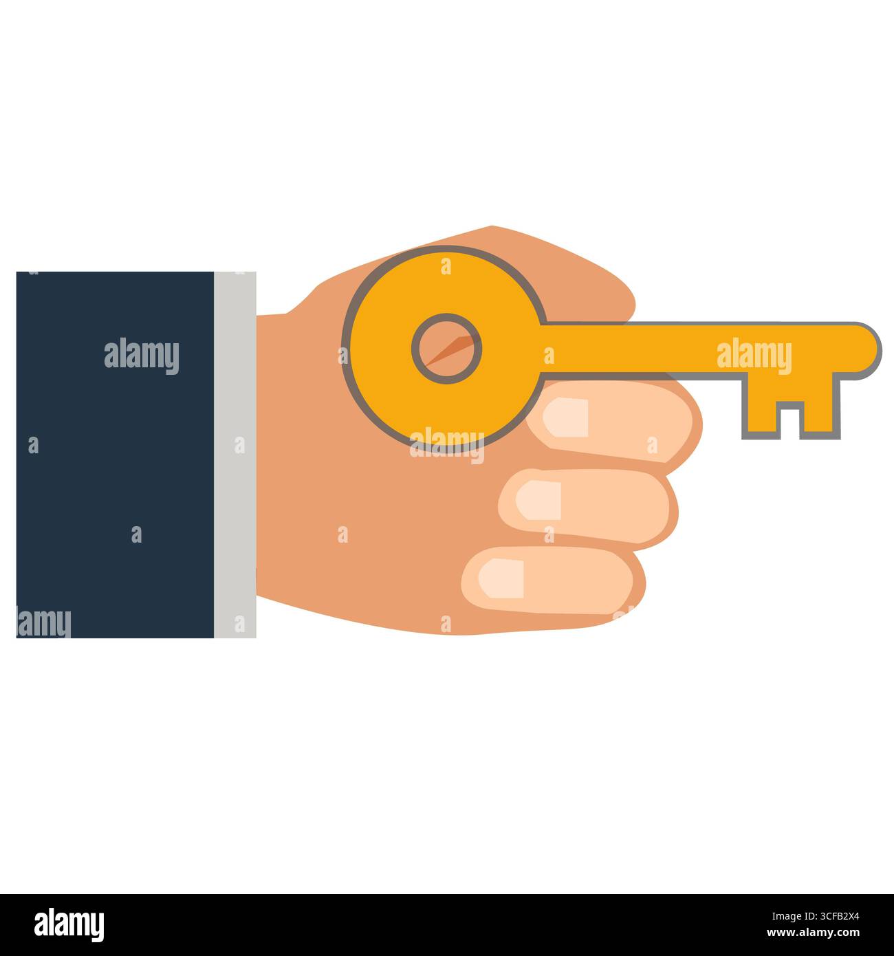 Hand holding golden key icon. Key takeaways sign. Hand holds golden key ...