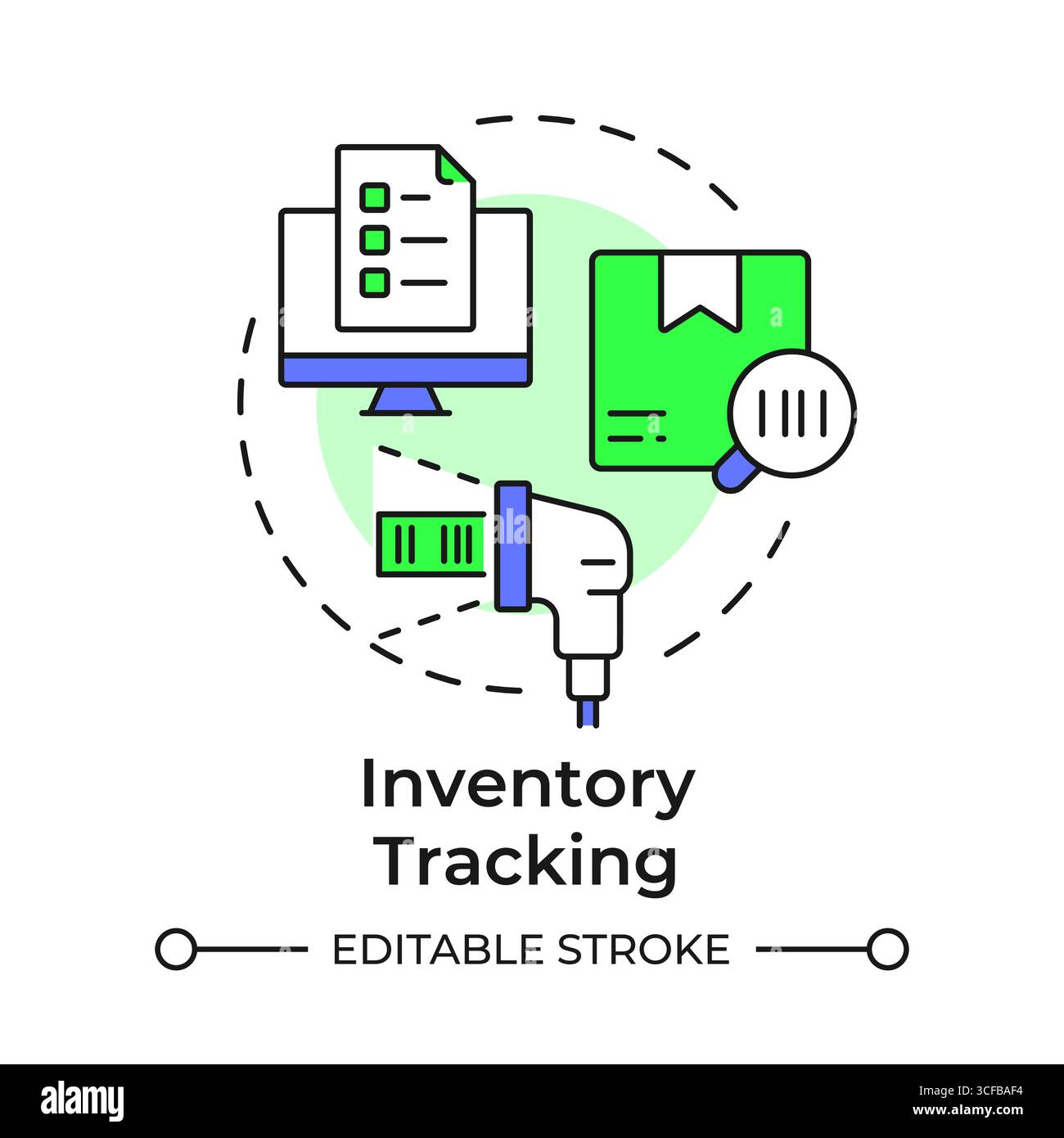 Inventory tracking multi color concept icon Stock Vector