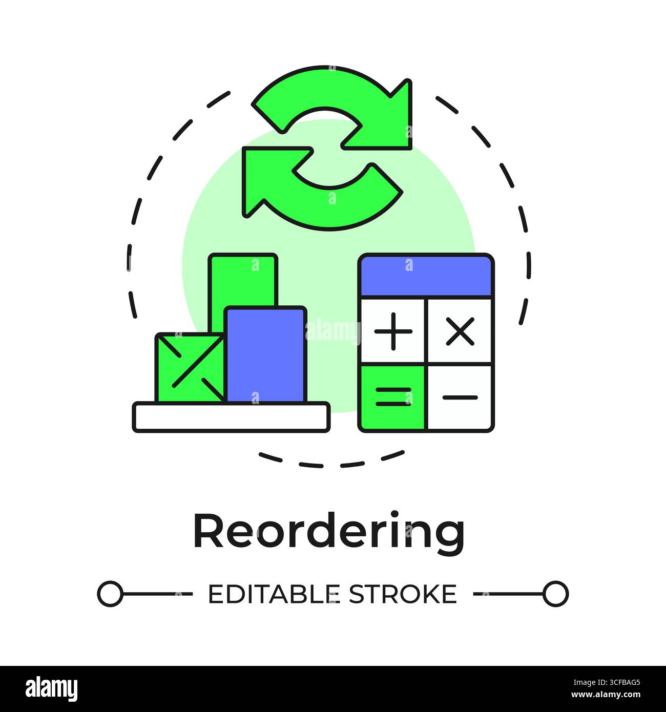 Reordering multi color concept icon Stock Vector