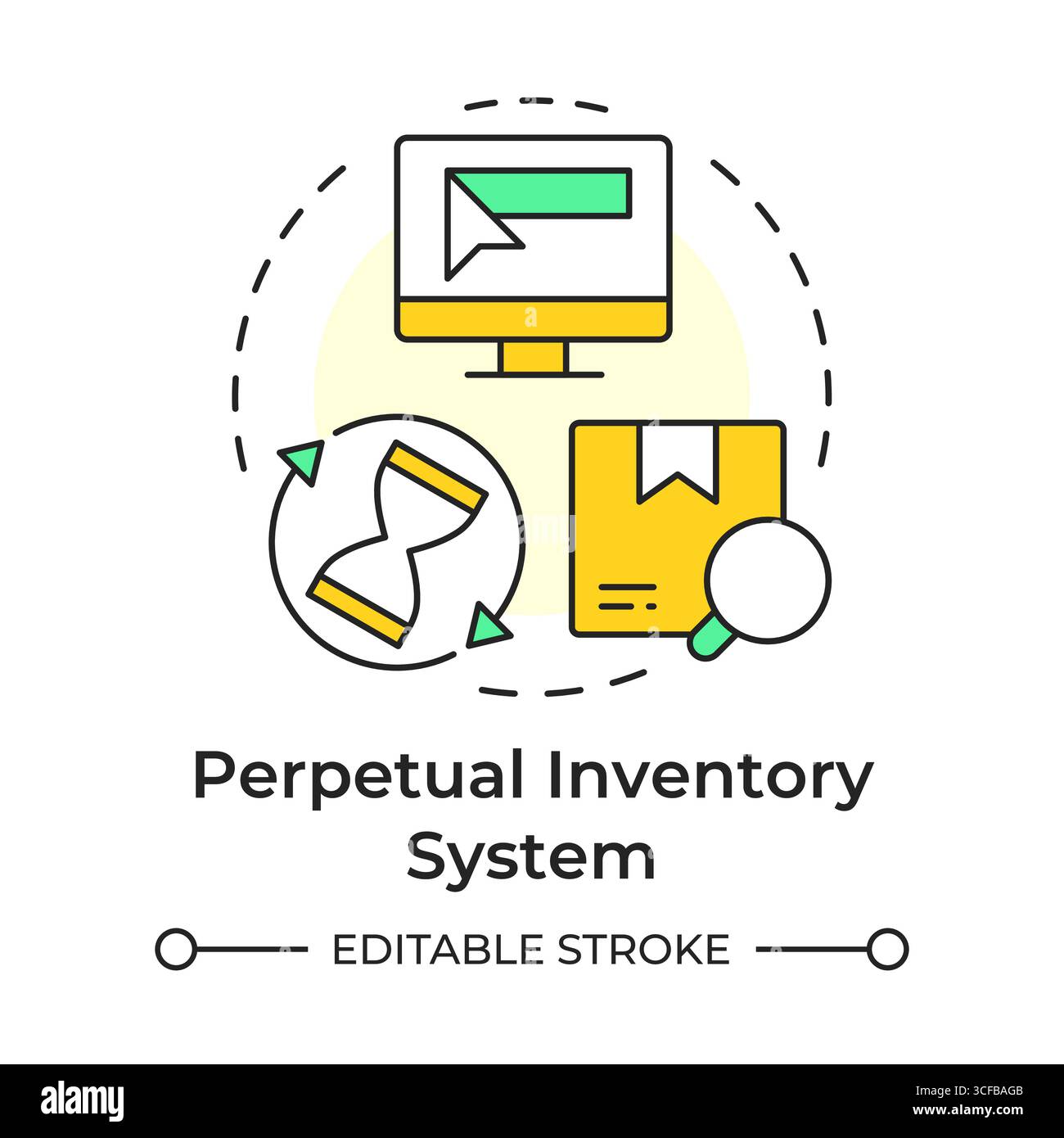 Perpetual inventory system multi color concept icon Stock Vector