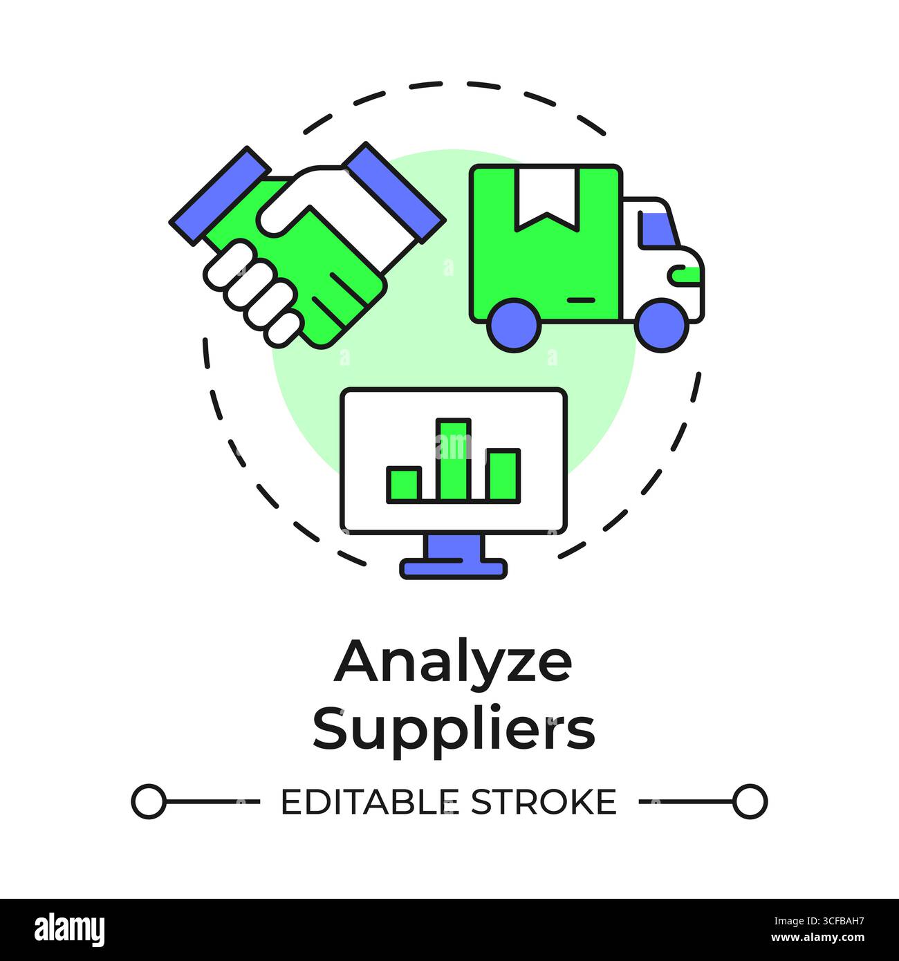 Analyze suppliers multi color concept icon Stock Vector