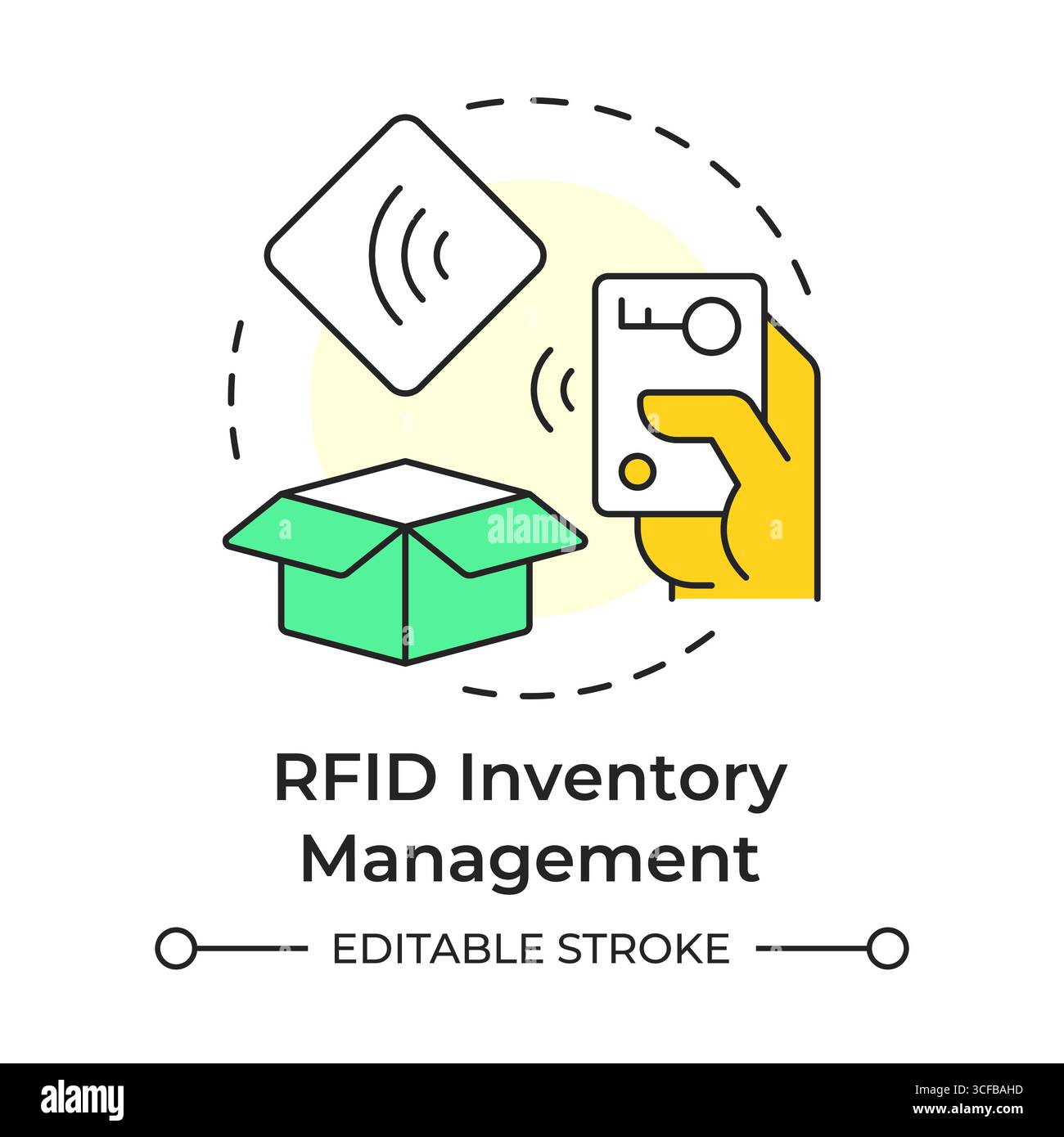 RFID inventory management multi color concept icon Stock Vector