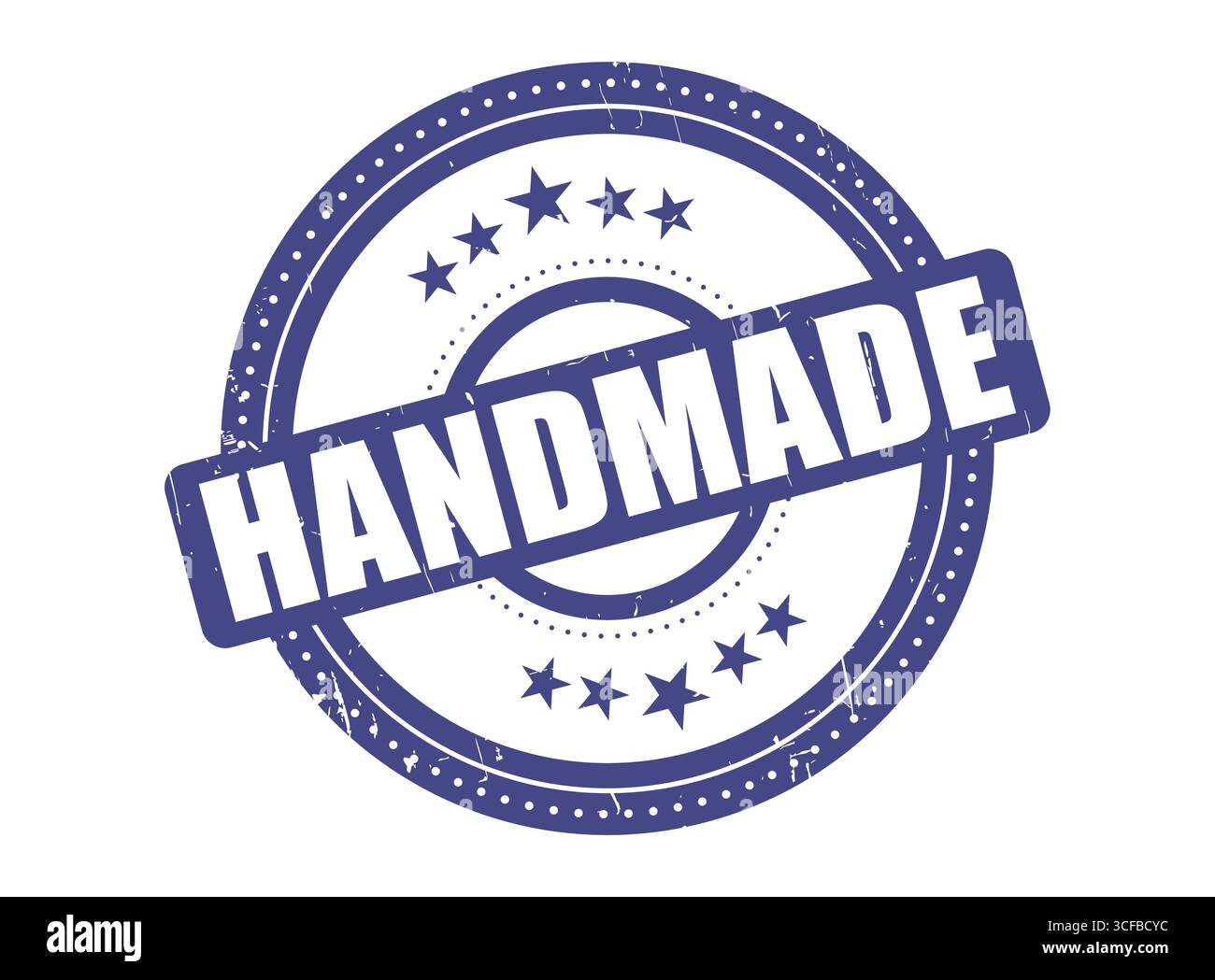 A HANDMADE Rubber Stamp Seal with a Dotted Circle Stock Vector