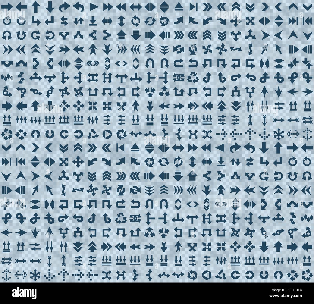 The seamless blue pixel background with arrows. Stock Vector