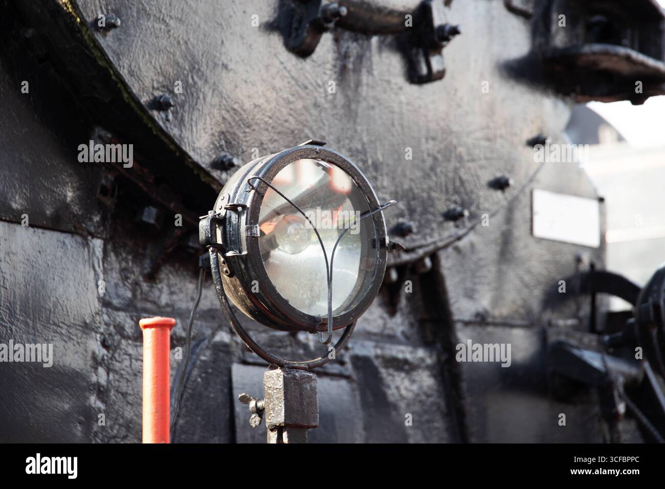 headlights on an old train, close-up Stock Photo