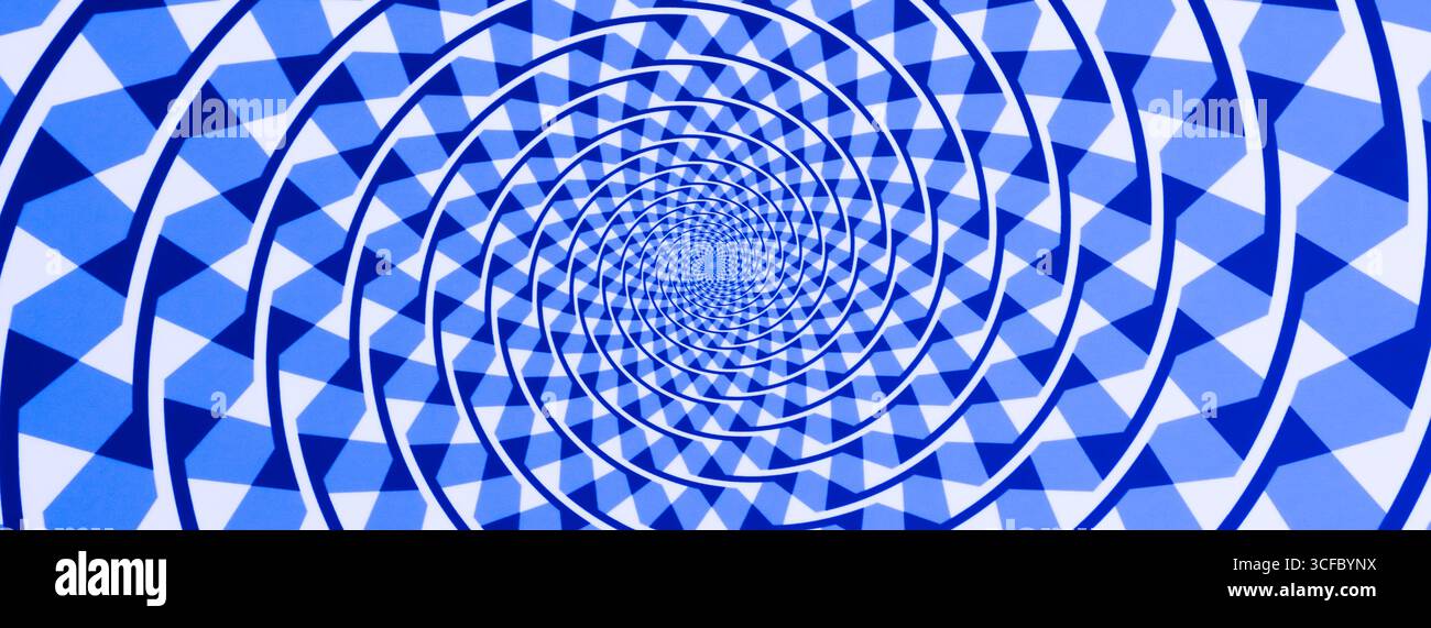 Optical illusion. 3d abstract background, geometric circle, blue Stock Photo