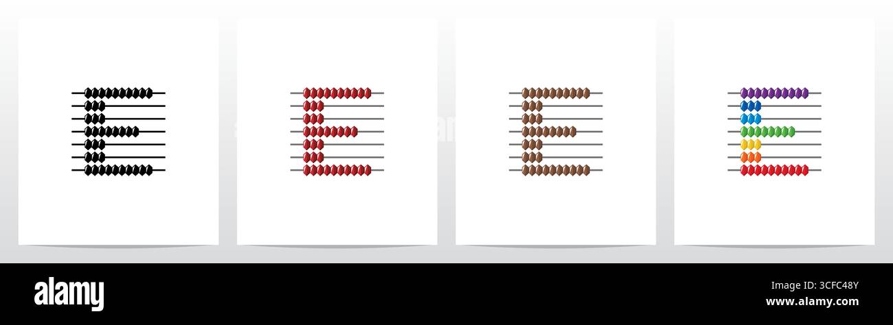 Abacus Forming Letter Logo Design E Stock Vector