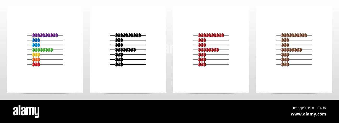 Abacus Forming Letter Logo Design F Stock Vector