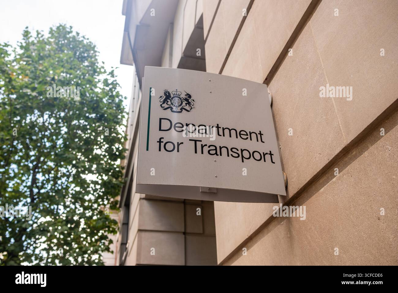 LONDON- AUGUST 14, 2025: Department for Transport logo and entrance sign- a UK government department office located on Horseferry Road in Westminster Stock Photo