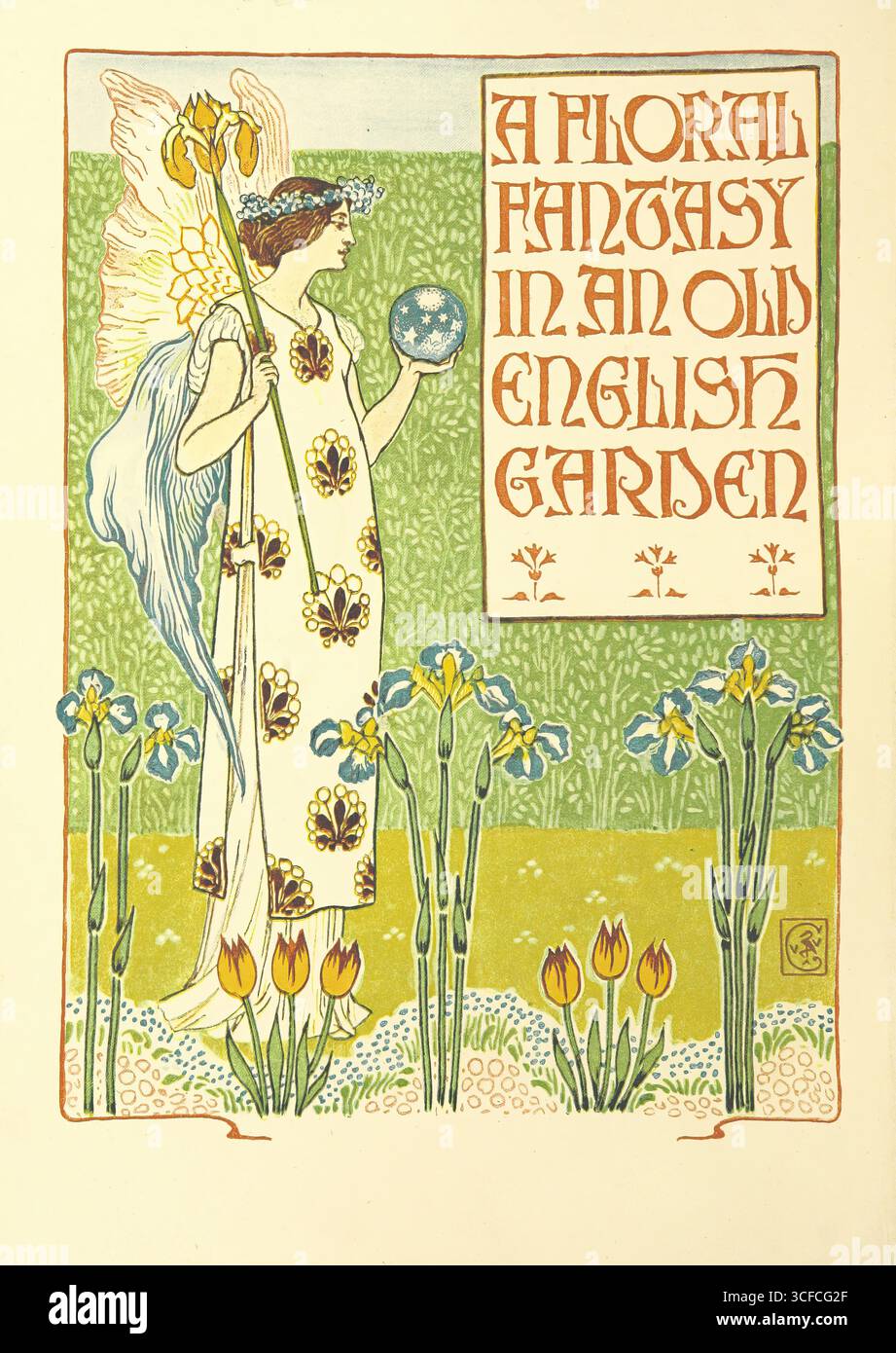 Irises, 1899. Title page. Plant personified as a fairy or sprite ...