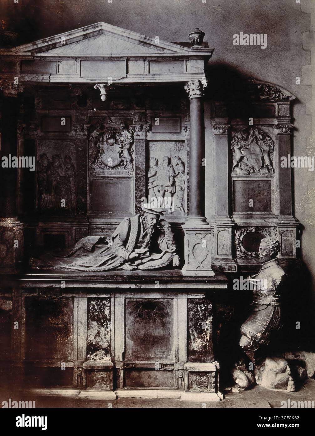 The church of St Bartholomew the Great: interior view showing the monument of Lord Rich, c1900. Stock Photo