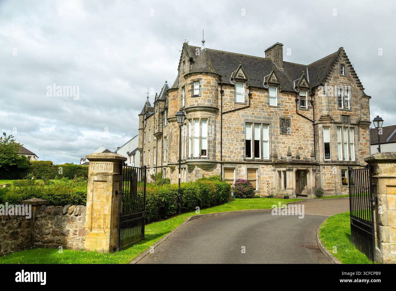 Craigflower House a Scottish Baronial mansion built in 1865, the house was refurbished and divided into twelve flats in 2000 Stock Photo
