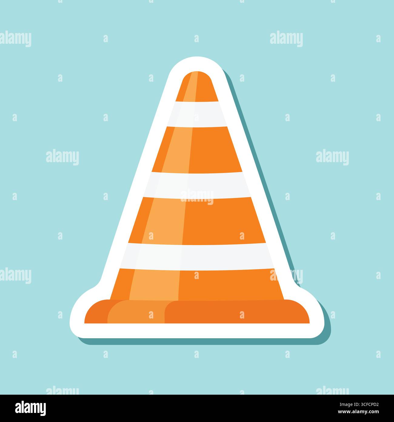 Traffic cone sticker icon in flat style. Safety obstacle vector ...
