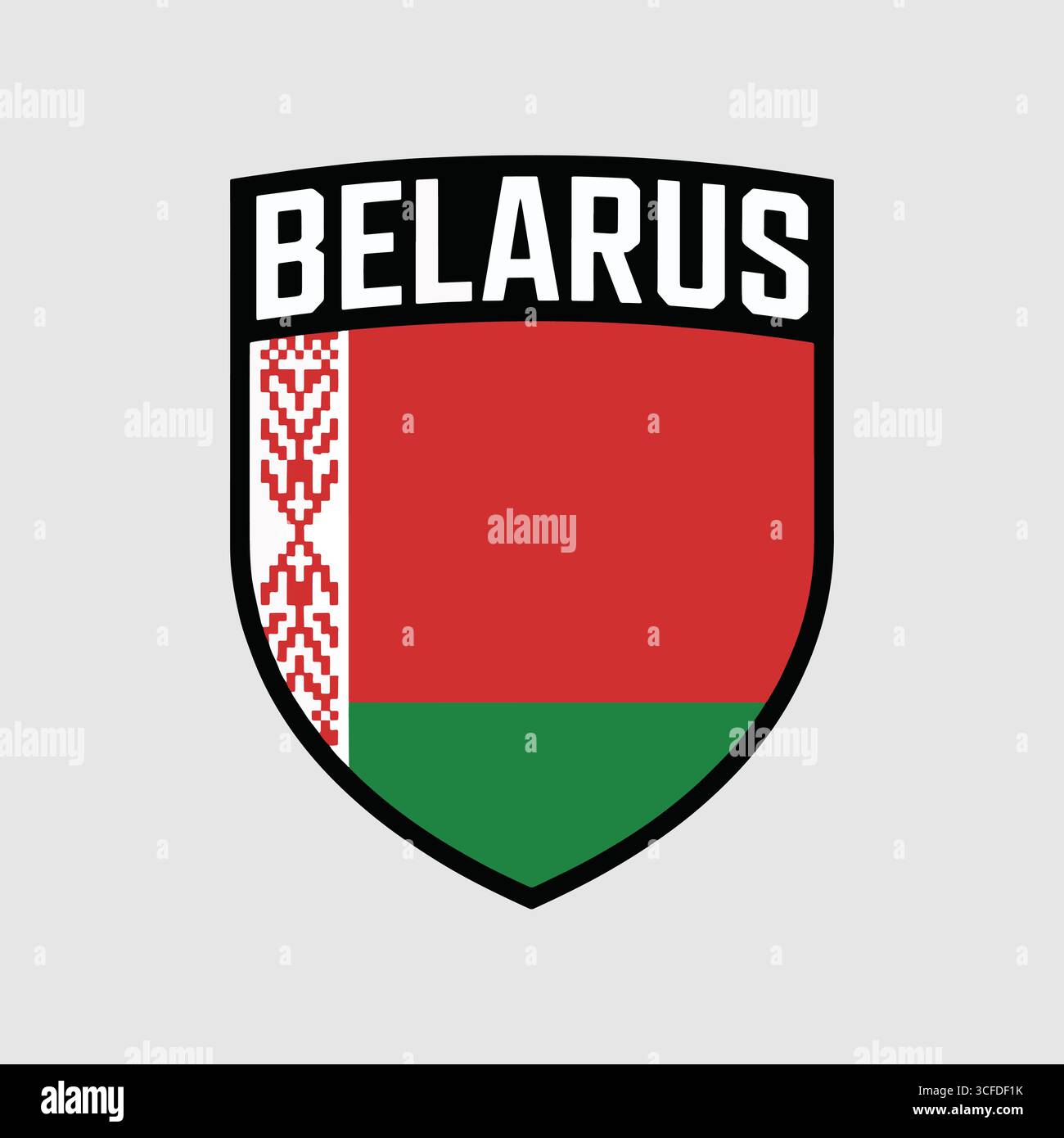 Belarus National Emblem Shield with Flag Design Stock Vector