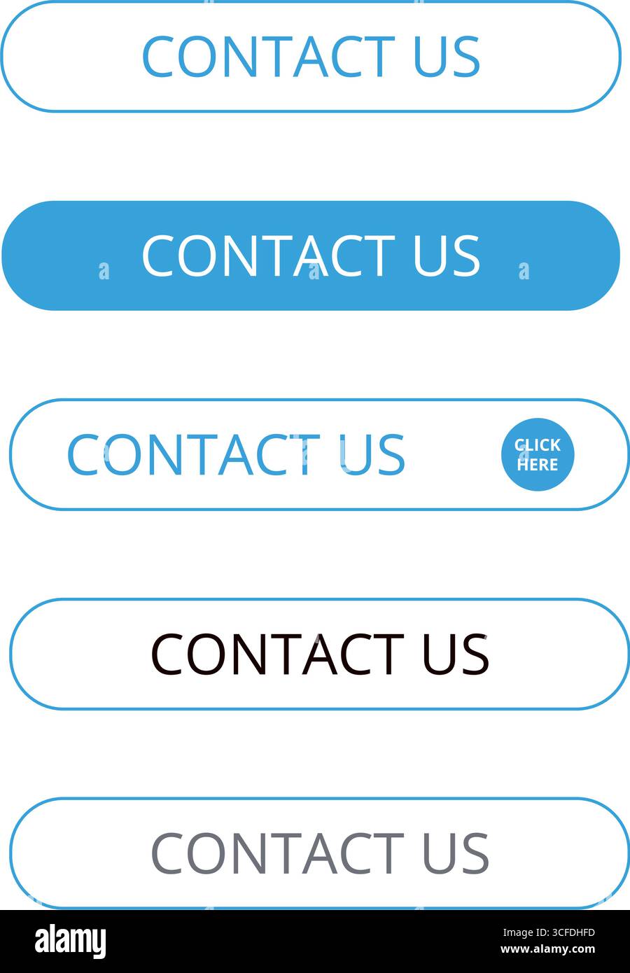 Simple white and blue contact us button on a white background Stock Vector