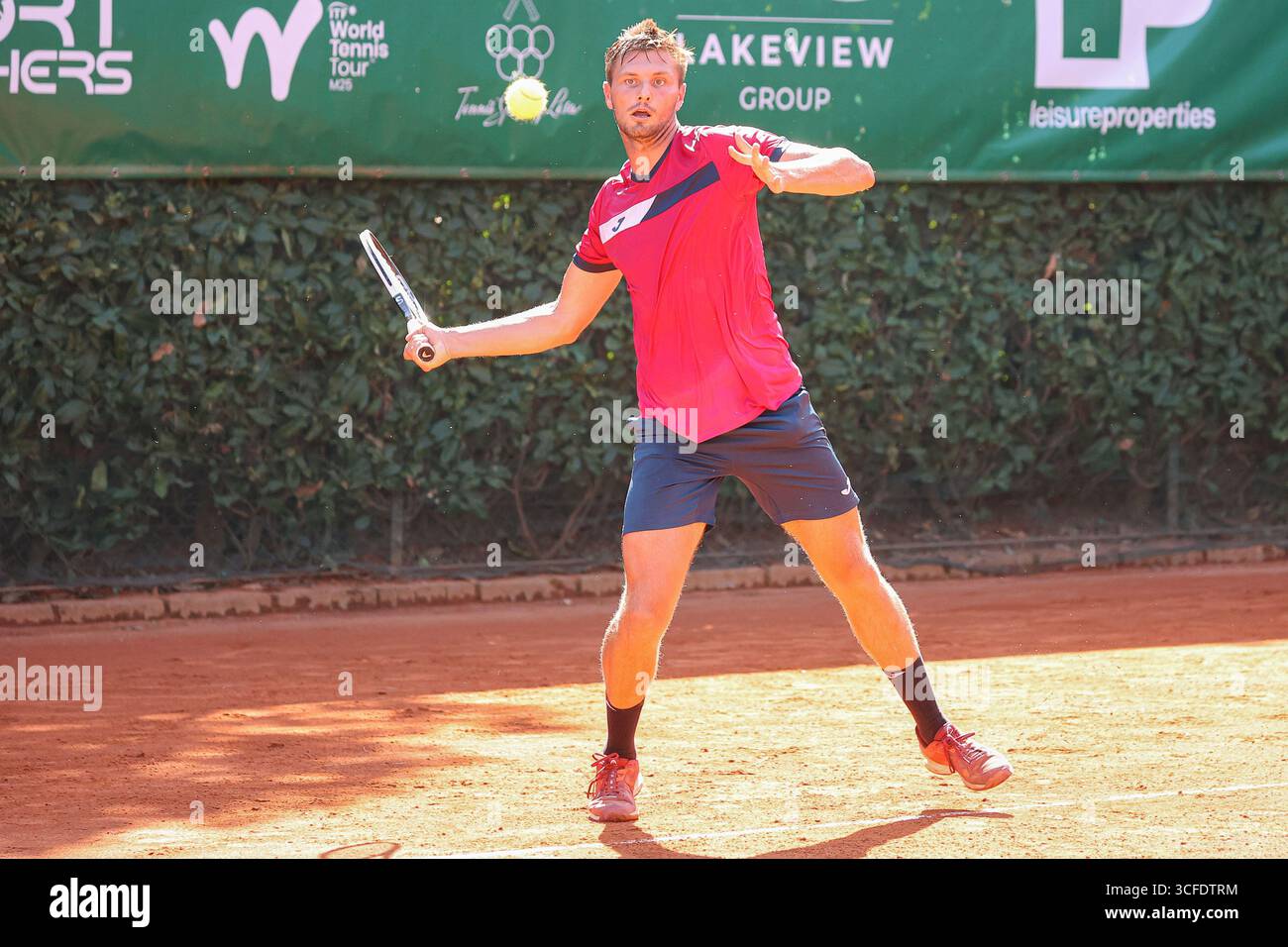 Lesa, Italy. 22nd Aug, 2025. Oleksandr Ovcharenko (UKR) during M25 ITF Lesa Cup, International Tennis match in Lesa, Italy, August 22 2025 Credit: Independent Photo Agency/Alamy Live News Stock Photo