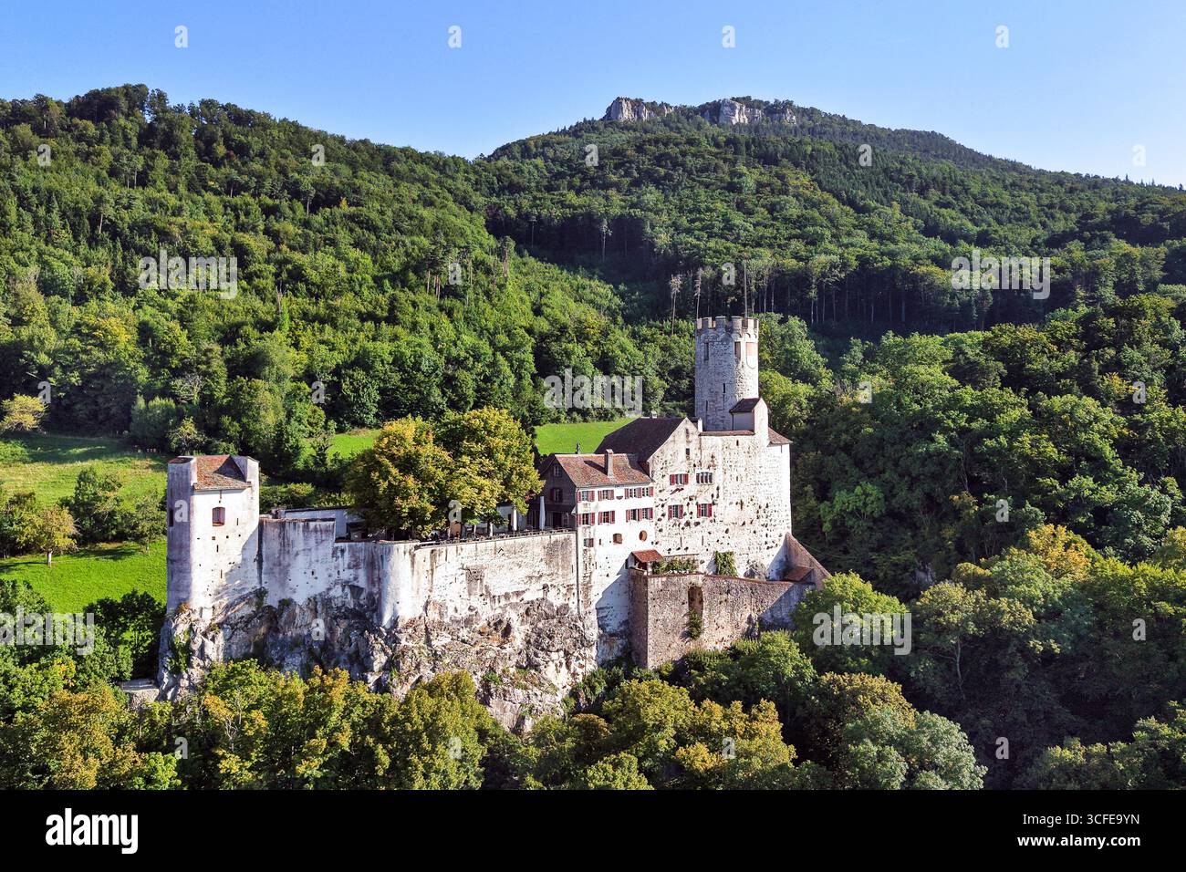 The Neu-Bechburg Castle in Oensingen SO in Switzerland is permanently inhabited and can be rented as a venue for festive activities Stock Photo