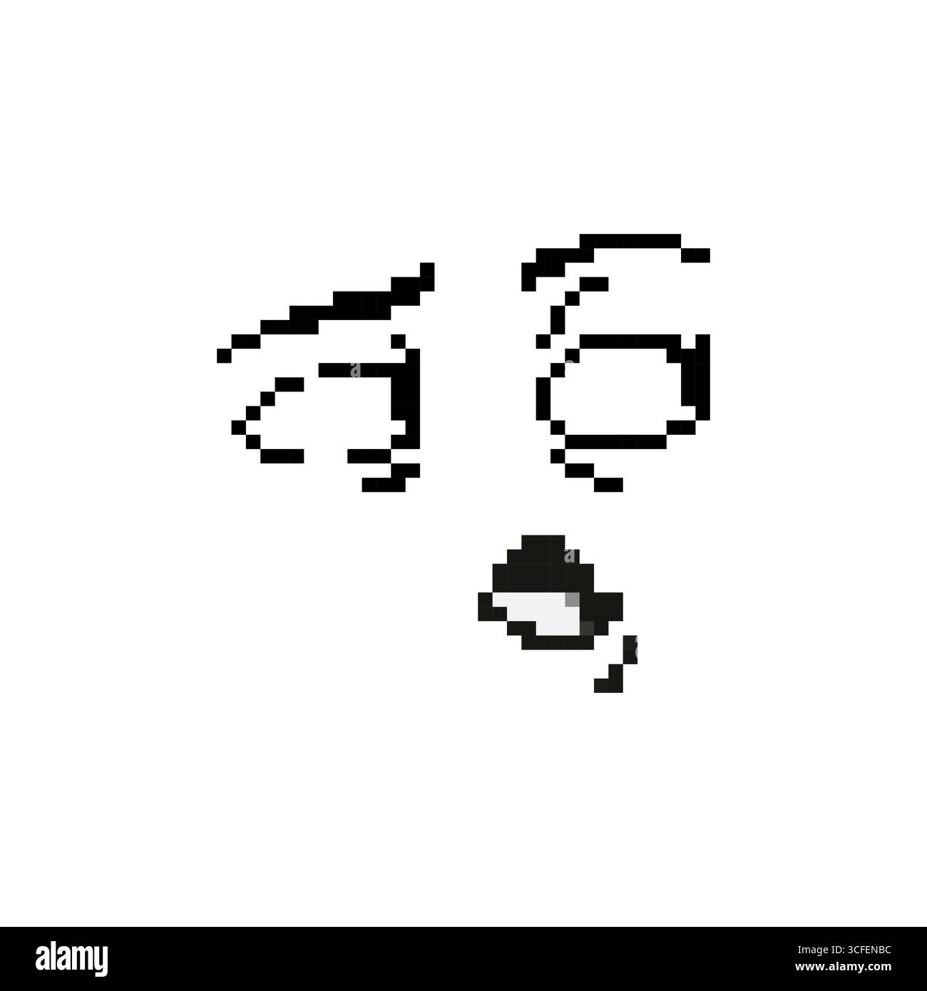 Mosaic pixel art face with surprised expression in retro black and ...