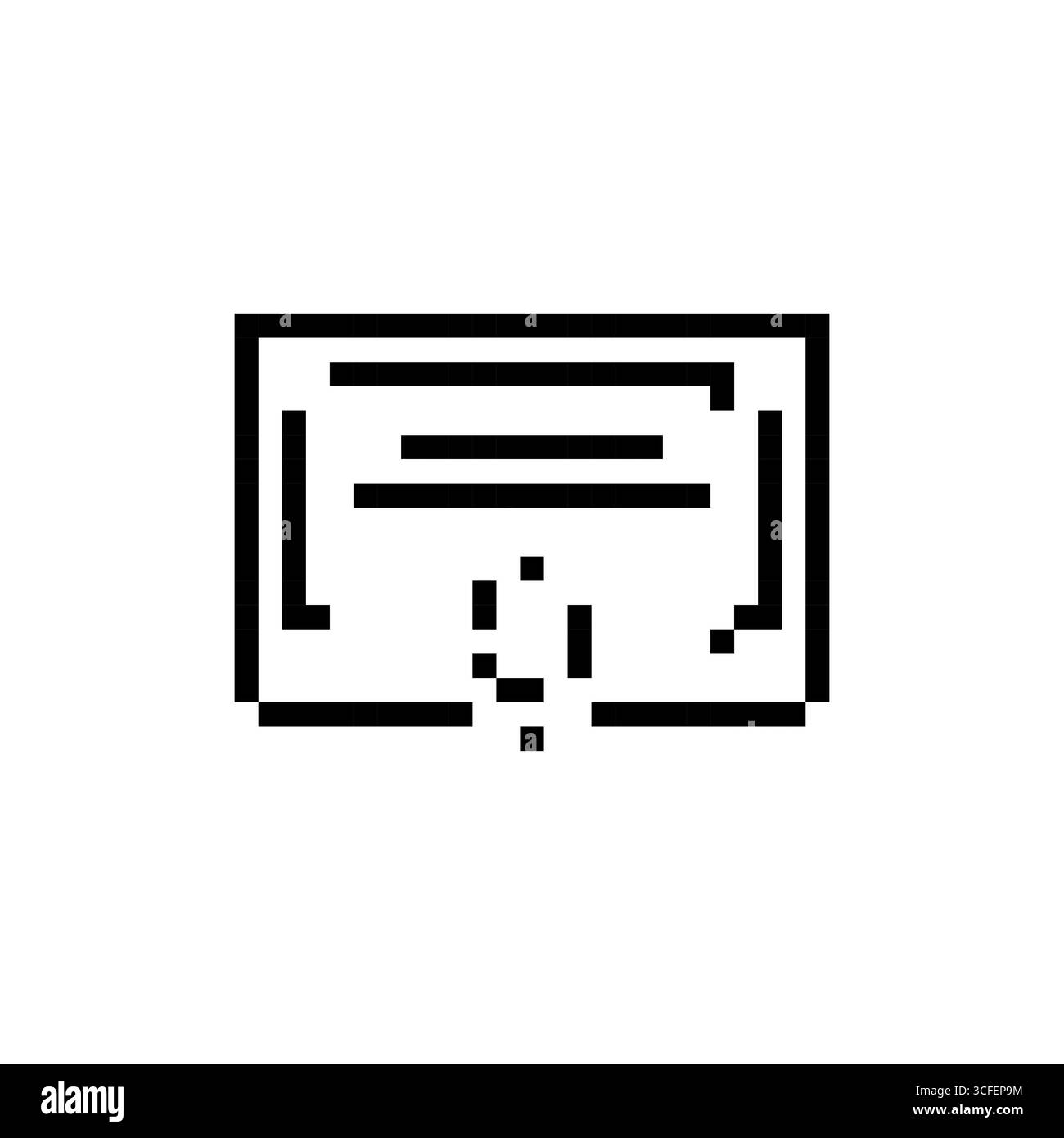 Pixel document with diagram icon in retro mosaic style for digital UI ...