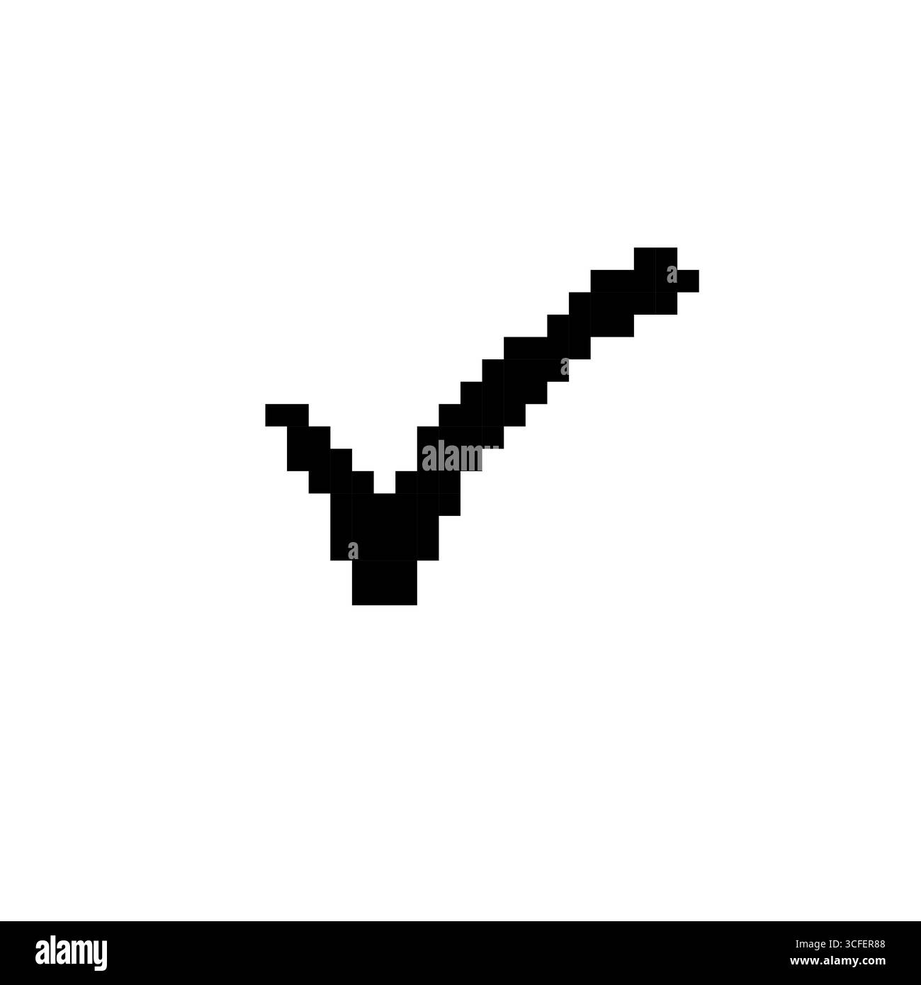 Mosaic pixelated check mark icon in retro sprite design with simple ...
