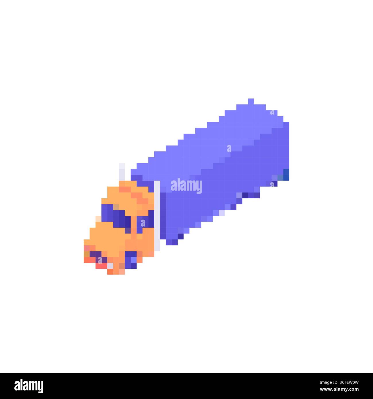 Mosaic pixel art truck icon captures retro pixelated style in bright orange and purple design Stock Vector