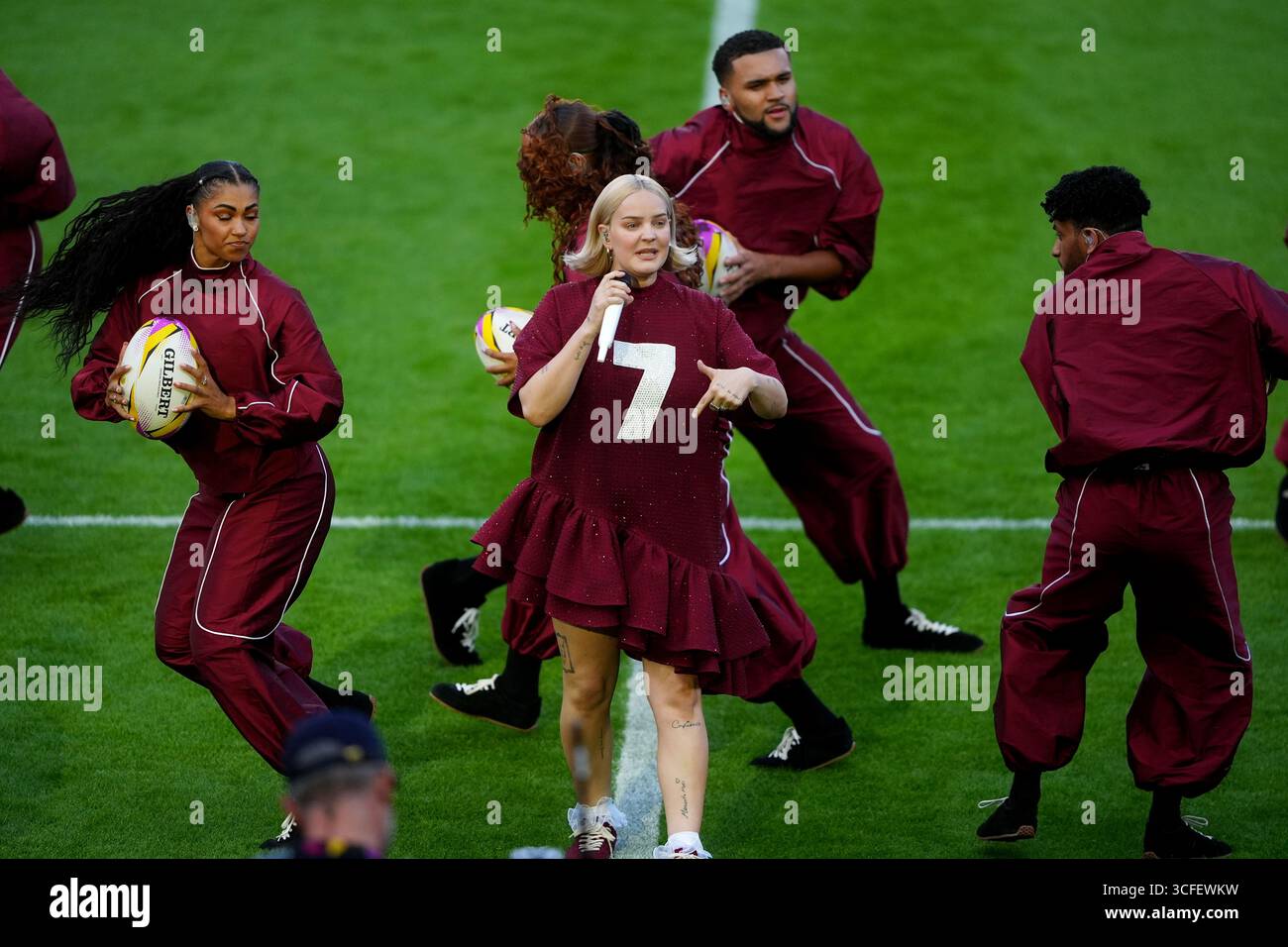 Singer Anne-Marie (centre) performing during the opening ceremony of ...