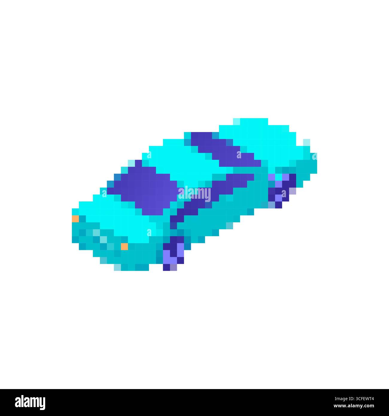 Mosaic pixel car icon in vibrant blue tones with retro video game style ...