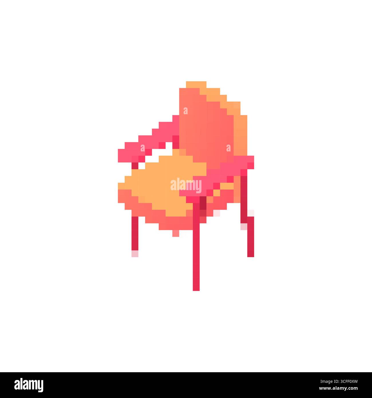 Mosaic pixel art chair with pink and orange design in retro style Stock ...
